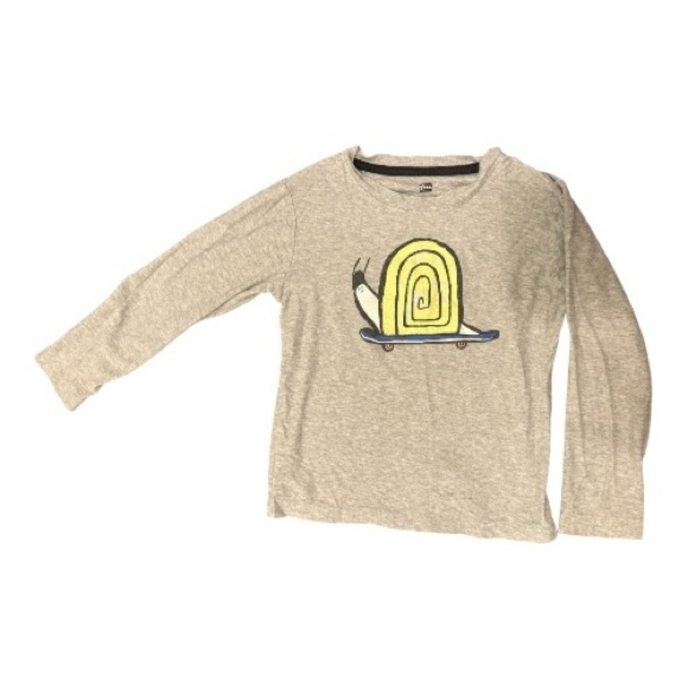 Tea Snail Graphic Long Sleeve Tee - Gray